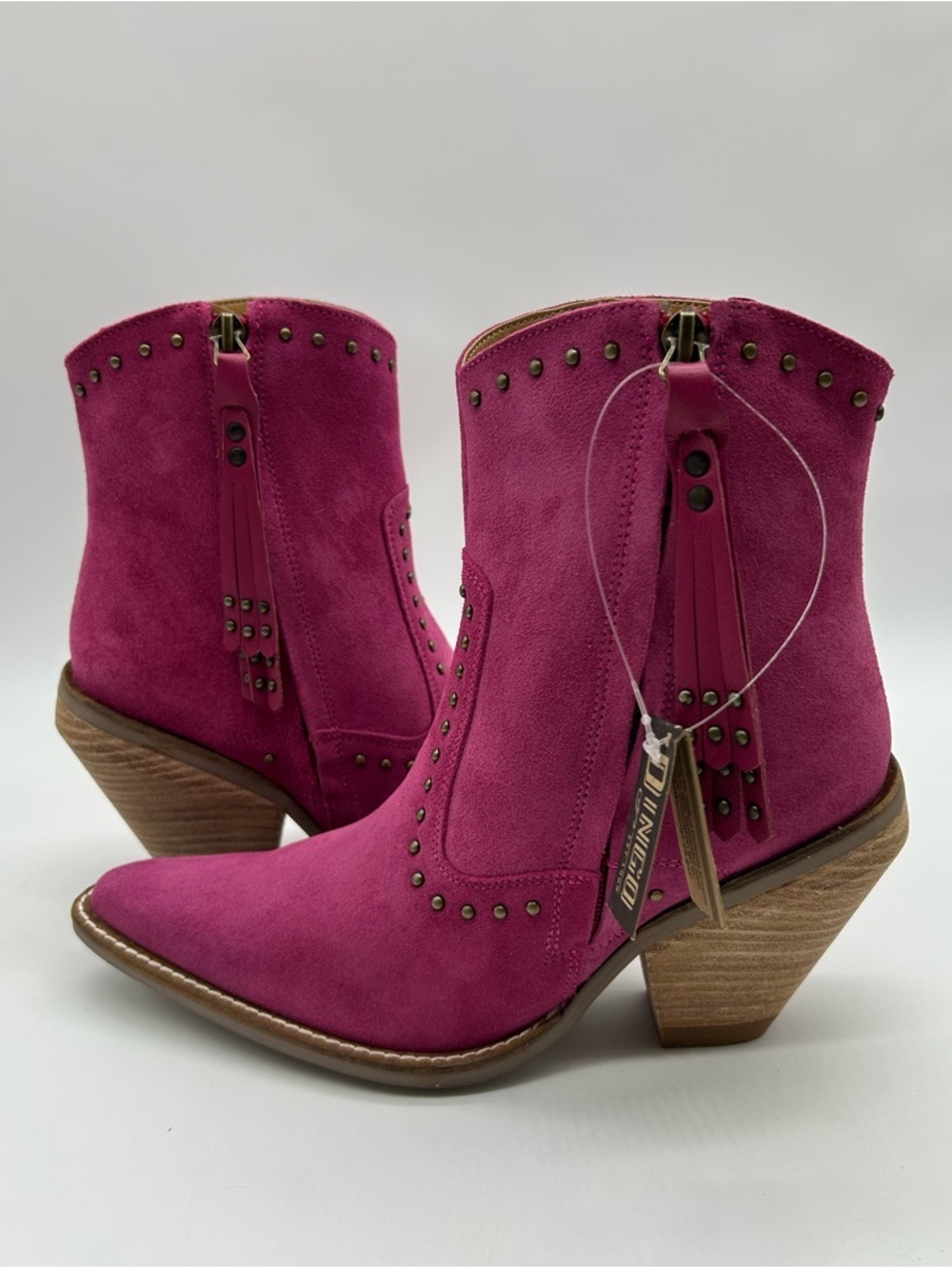 Dingo Women’s Suede Ankle Boots in Fuchsia - Western Block Heel New In Box - Picture 10 of 13